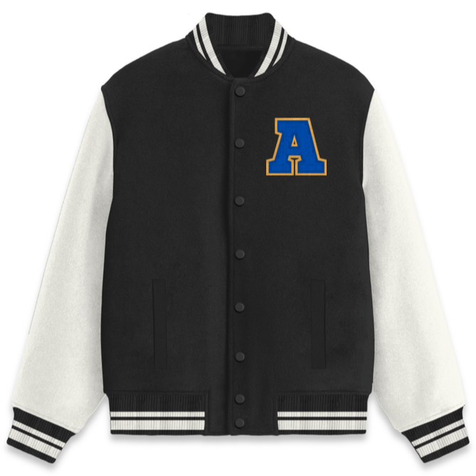 'A' Embroidered Unisex Varsity Jacket