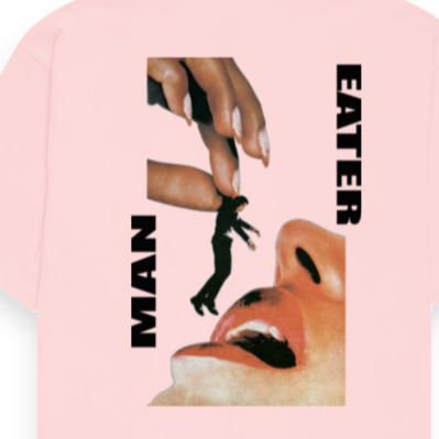 'Man Eater' graphic Oversized Unisex Bowling Shirt