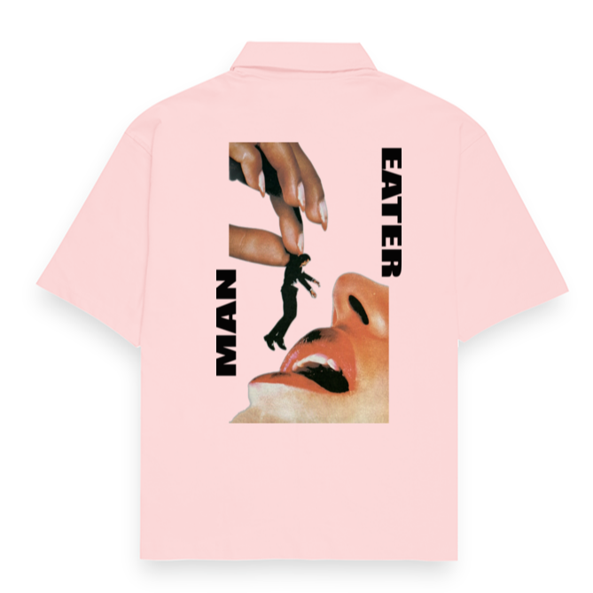 'Man Eater' graphic Oversized Unisex Bowling Shirt
