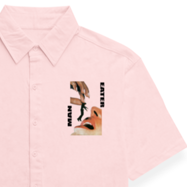 'Man Eater' graphic Oversized Unisex Bowling Shirt