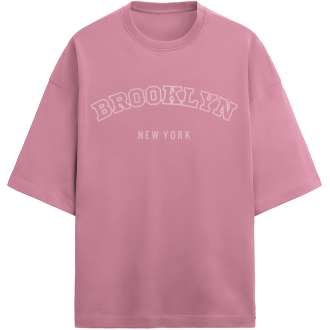 'Brooklyn' print oversized Terry Cotton Flamingo T-Shirt