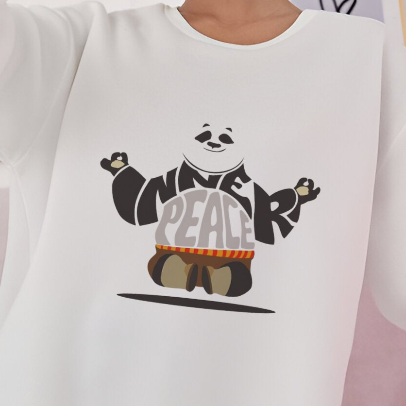 'Inner Peace' Panda graphic Oversized Unisex Sweatshirt