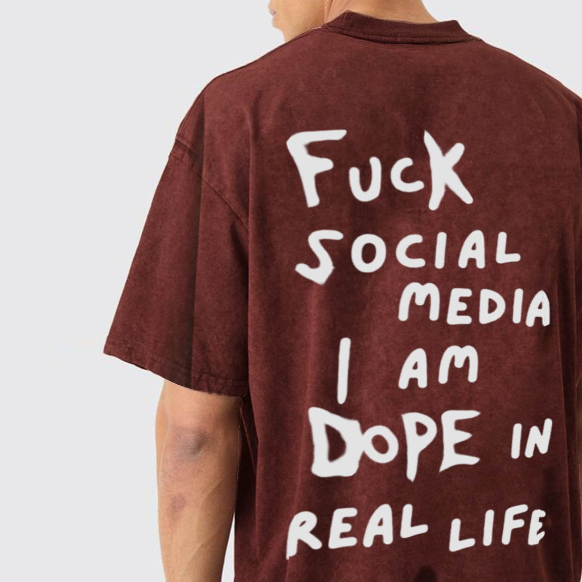 'Fuck Social Media I am Dope in real life' Unisex Oversized Acid Wash T-Shirt
