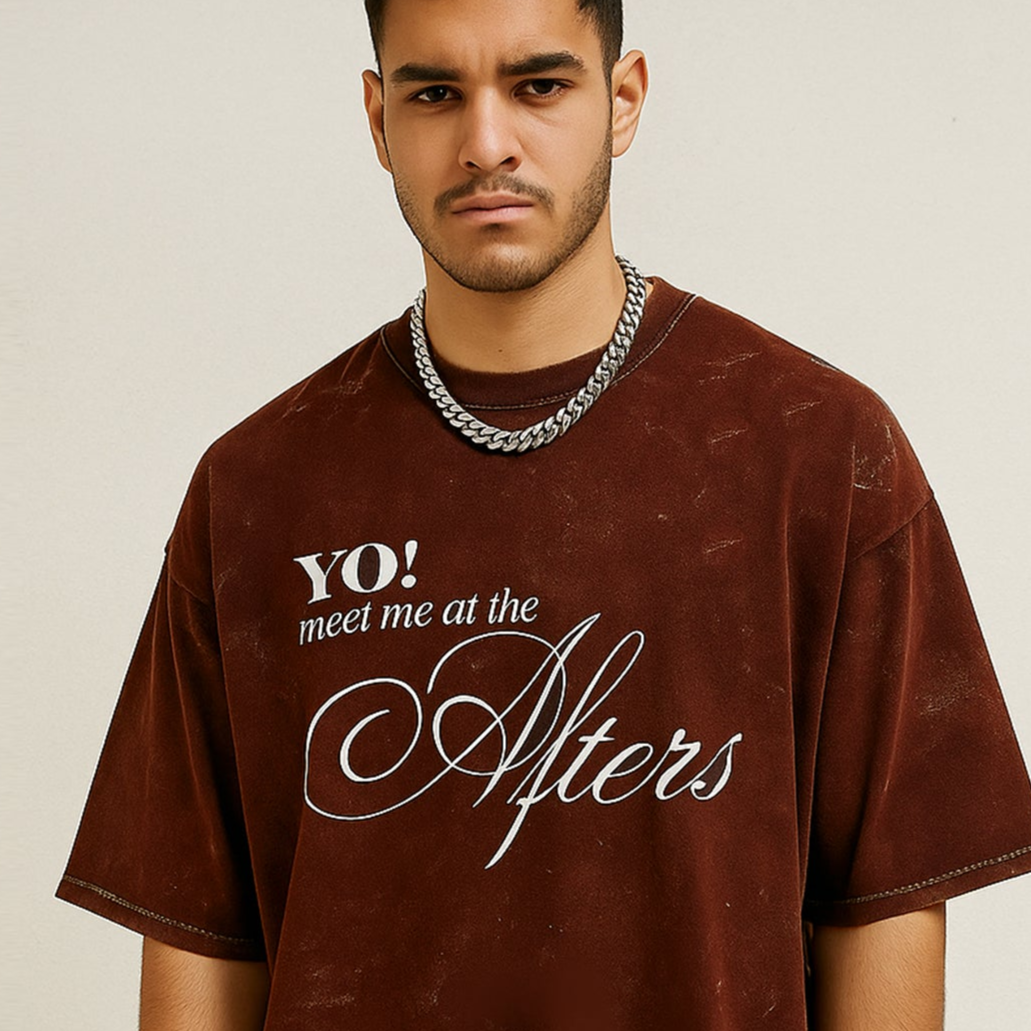 'Afters' Unisex Acid Washed Oversized Tee