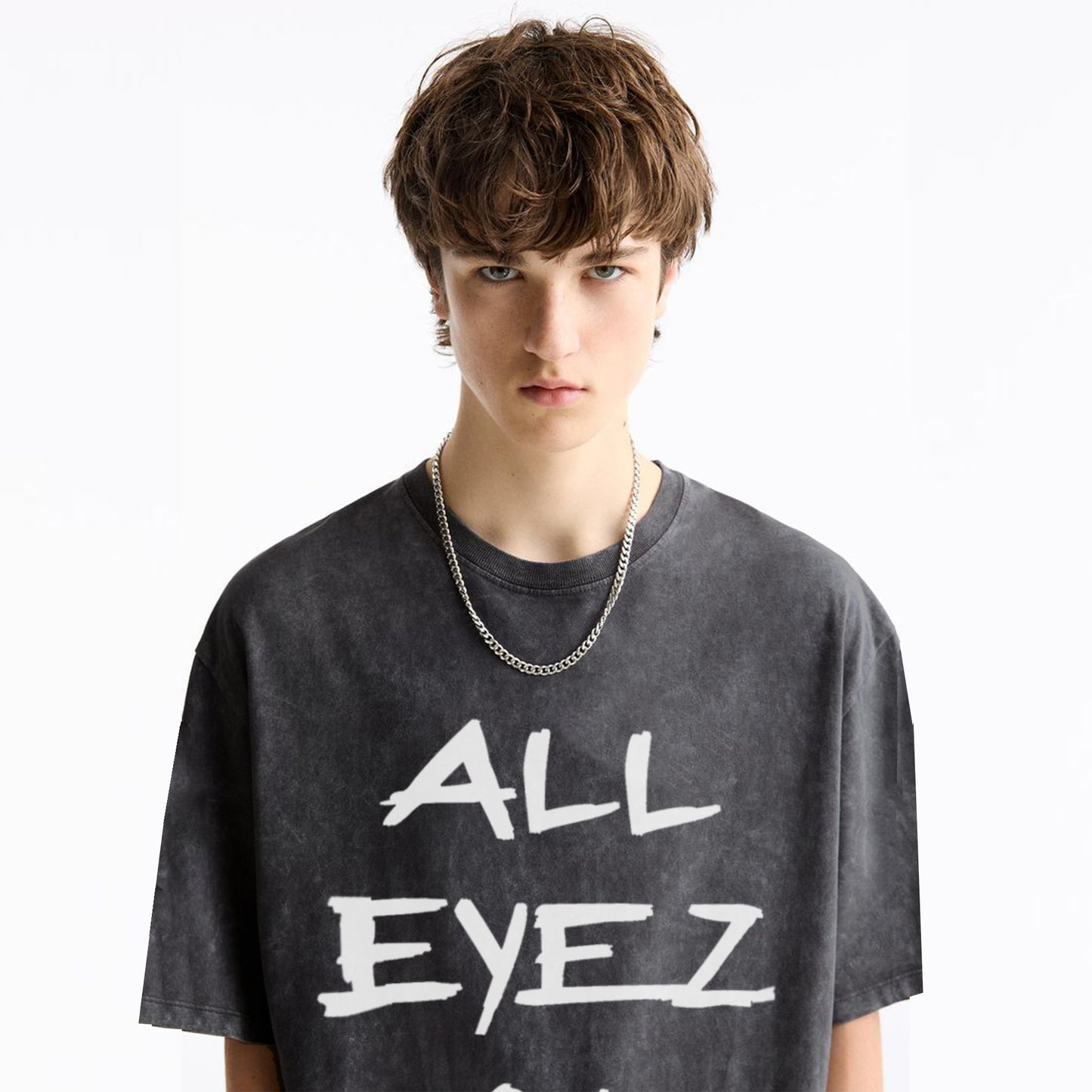 'All eyes on me' Oversized Acid wash T-Shirt