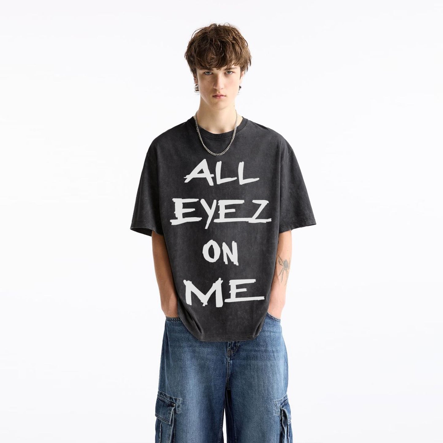 'All eyes on me' Oversized Acid wash T-Shirt