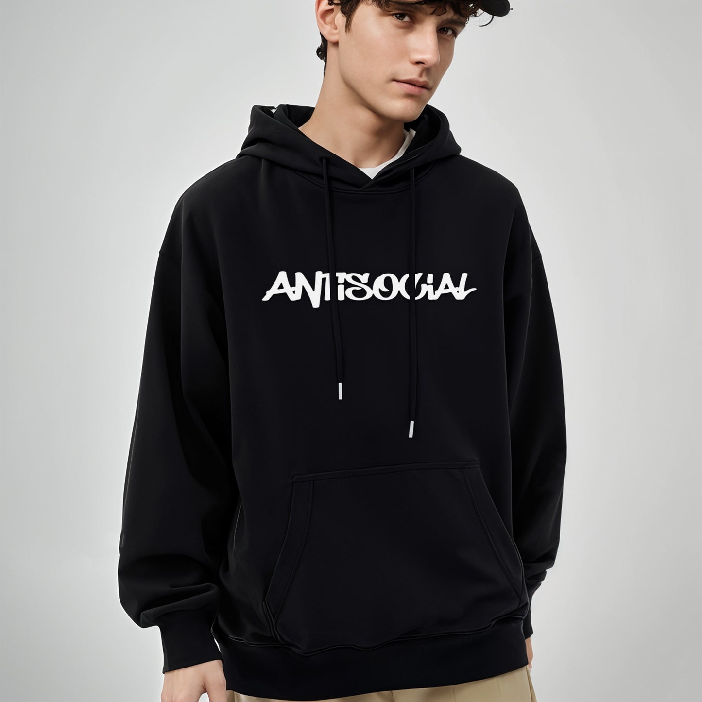'Antisocial' print Oversized Hoodie