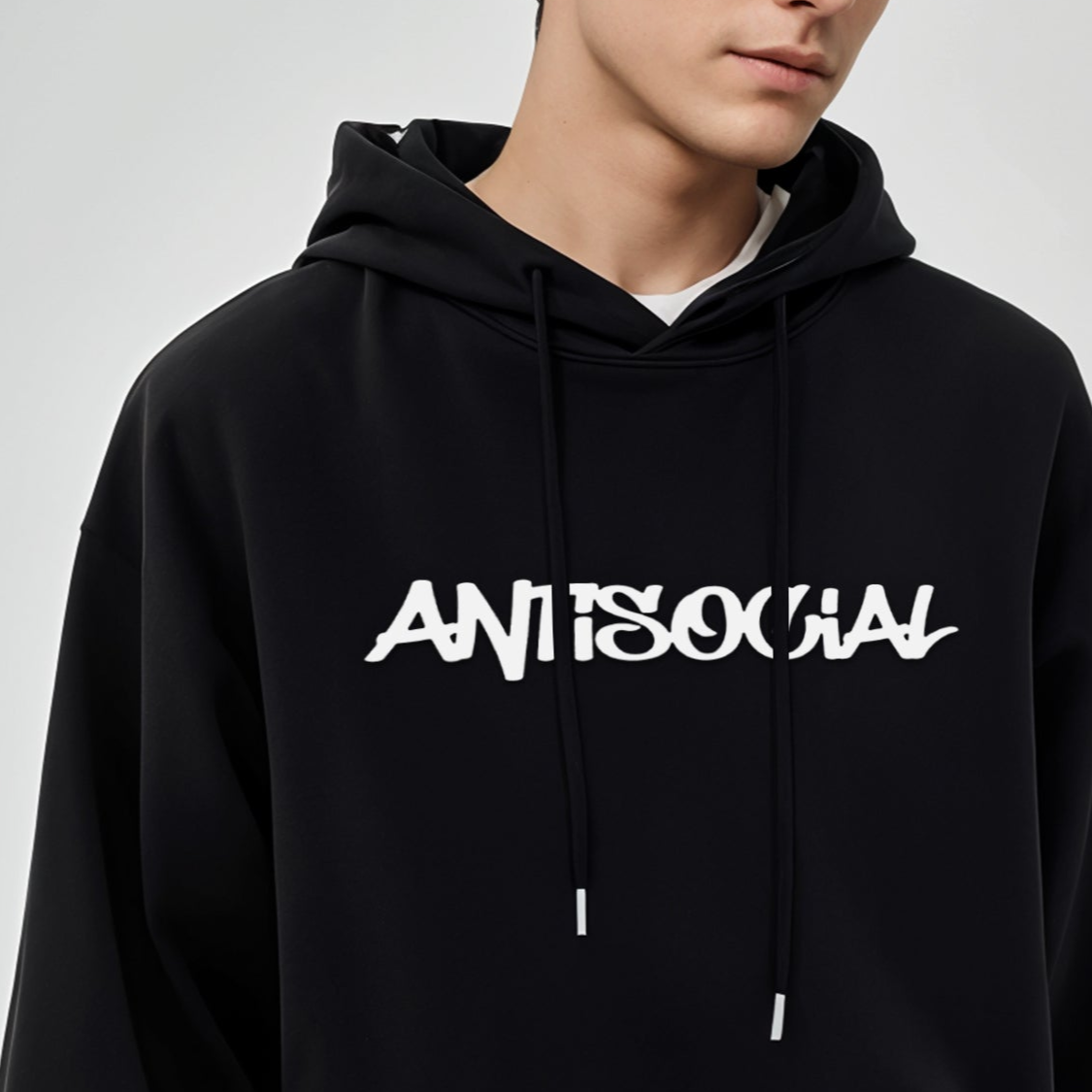 'Antisocial' print Oversized Hoodie