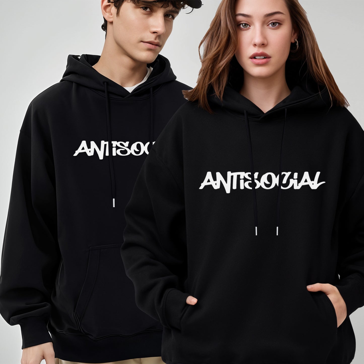 'Antisocial' print Oversized Hoodie