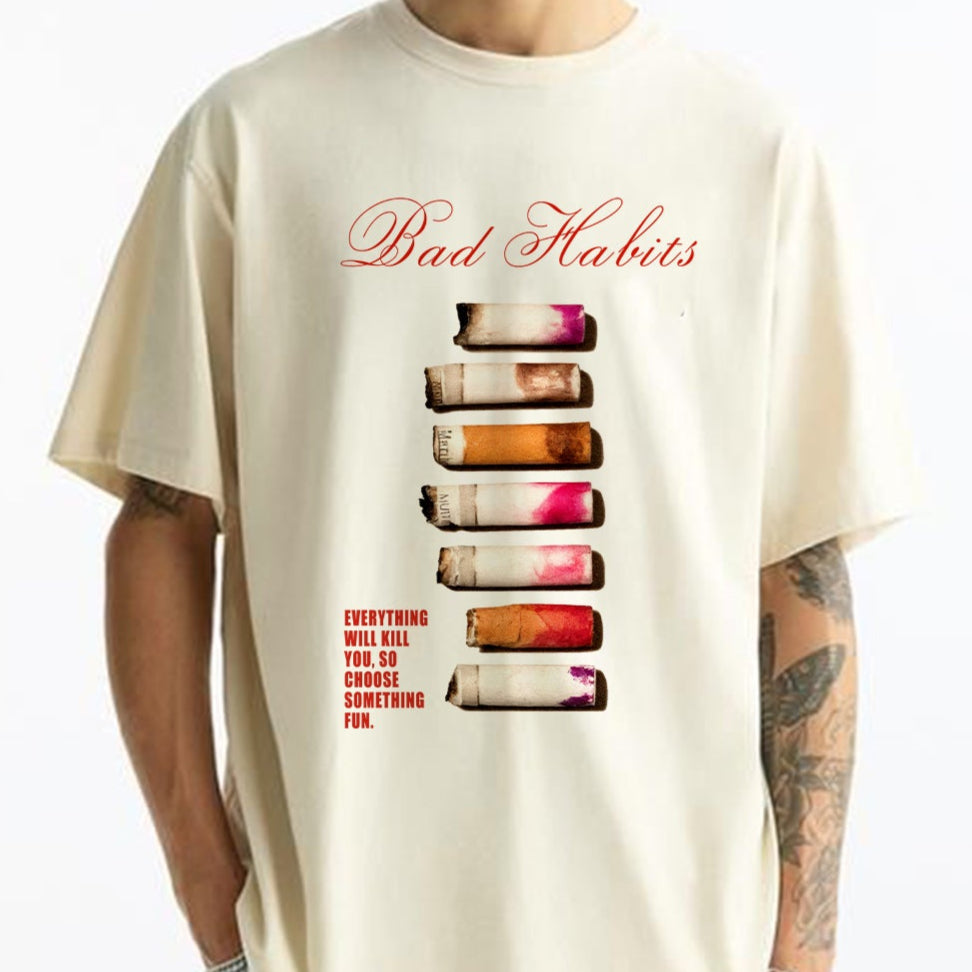'Bad Habits' graphic Oversized Unisex T-Shirt
