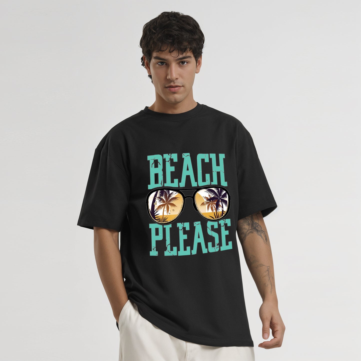 'Beach Please' graphic Oversized Unisex T-Shirt