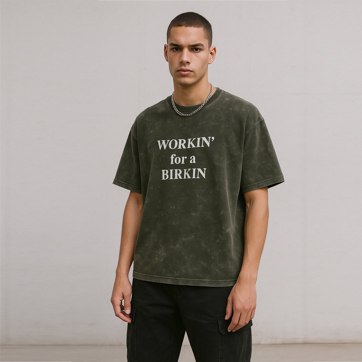 '1Workin' for a Birkin' Unisex Acid Washed Oversized Tee