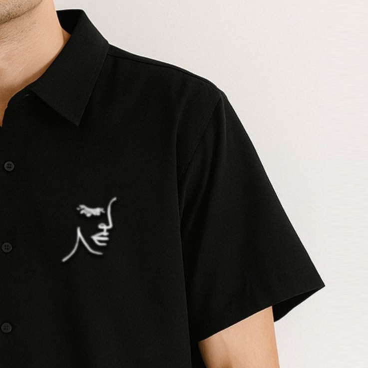 Embroidered Pocket Print Unisex Oversized Shirt