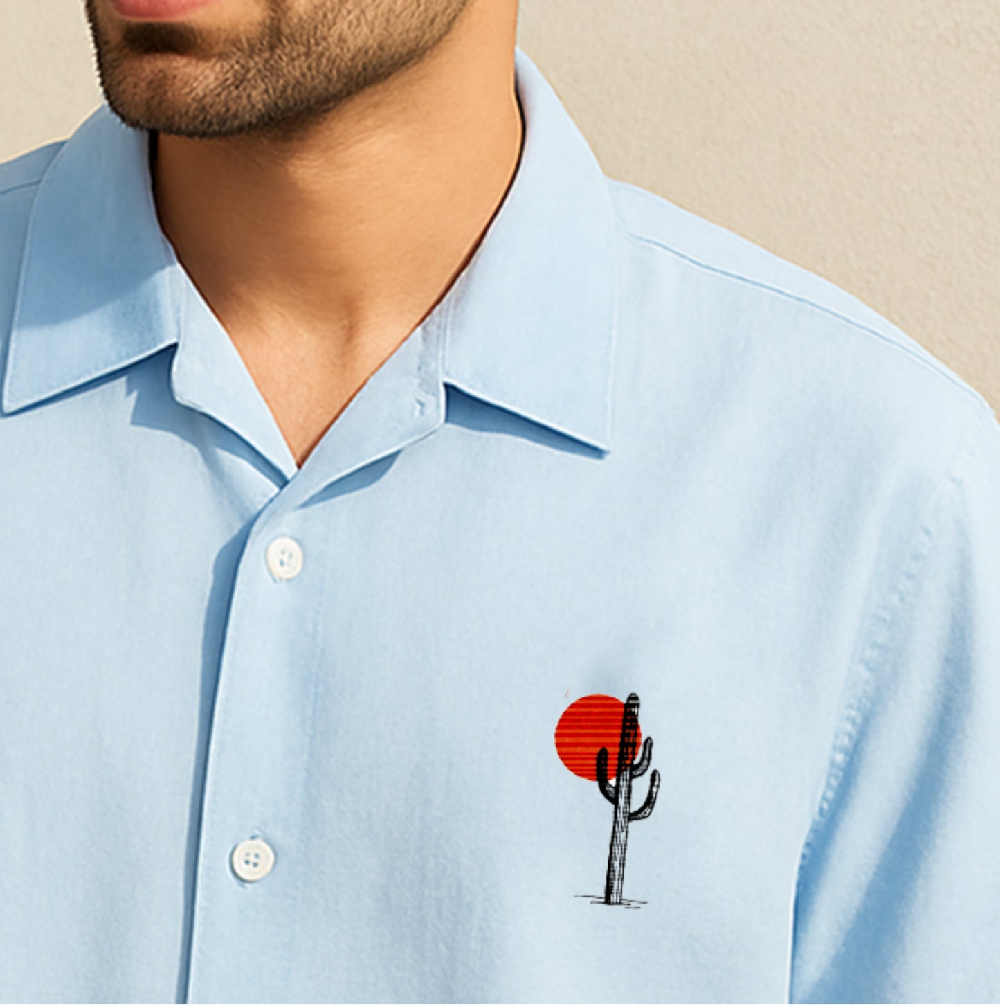 Embroidered Pocket Print Unisex Oversized Shirt