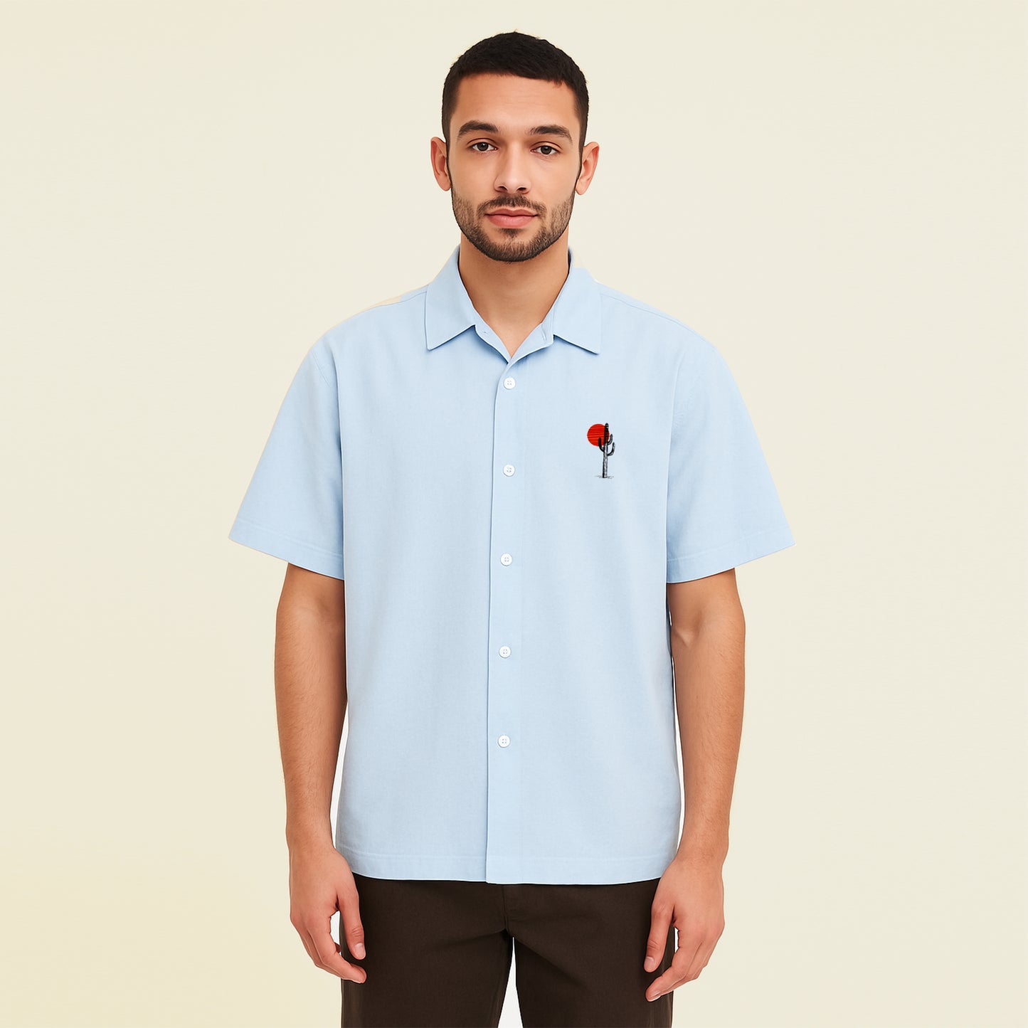 Embroidered Pocket Print Unisex Oversized Shirt