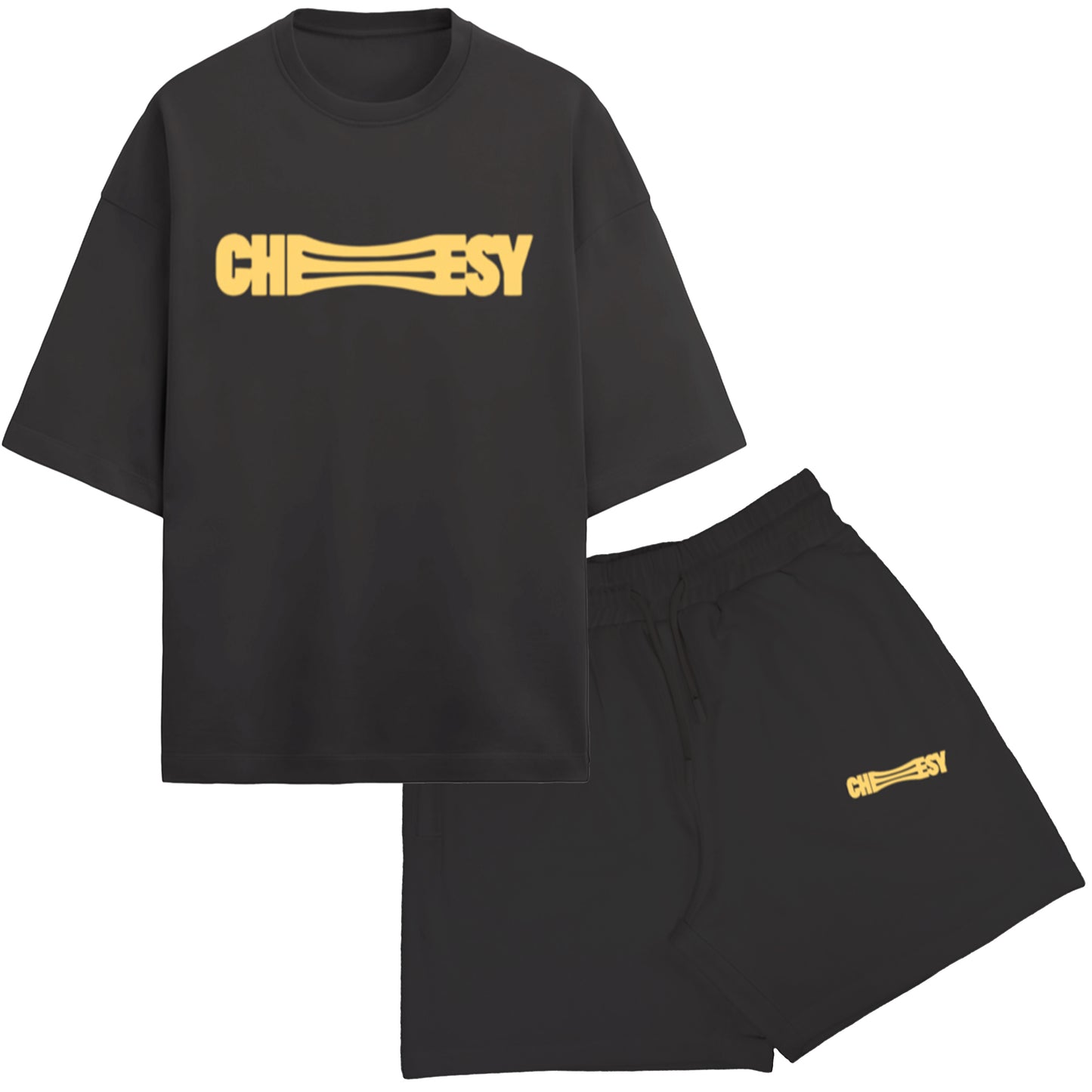 'Cheesy' graphic French Terry Cotton Co-ord Set