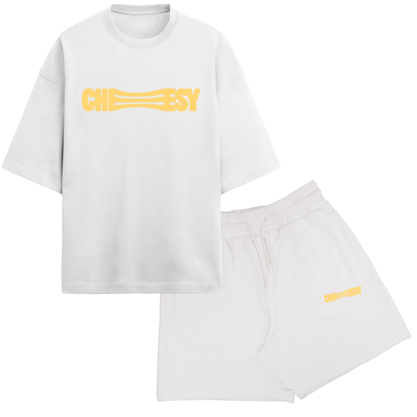'Cheesy' graphic French Terry Cotton Co-ord Set