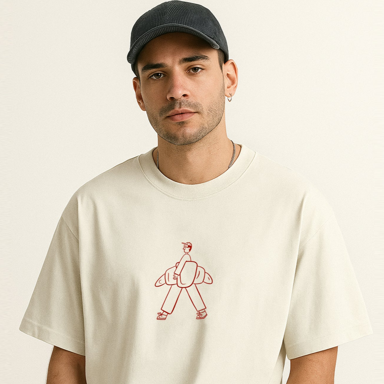 'Croissant Man' Unisex Oversized Classic T-Shirt