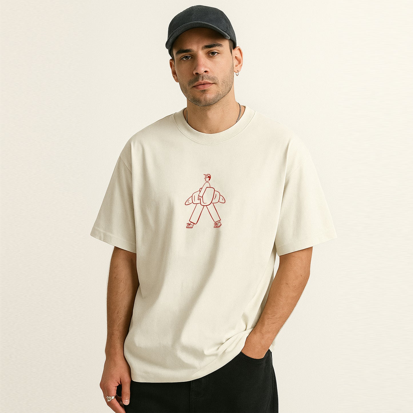 'Croissant Man' Unisex Oversized Classic T-Shirt