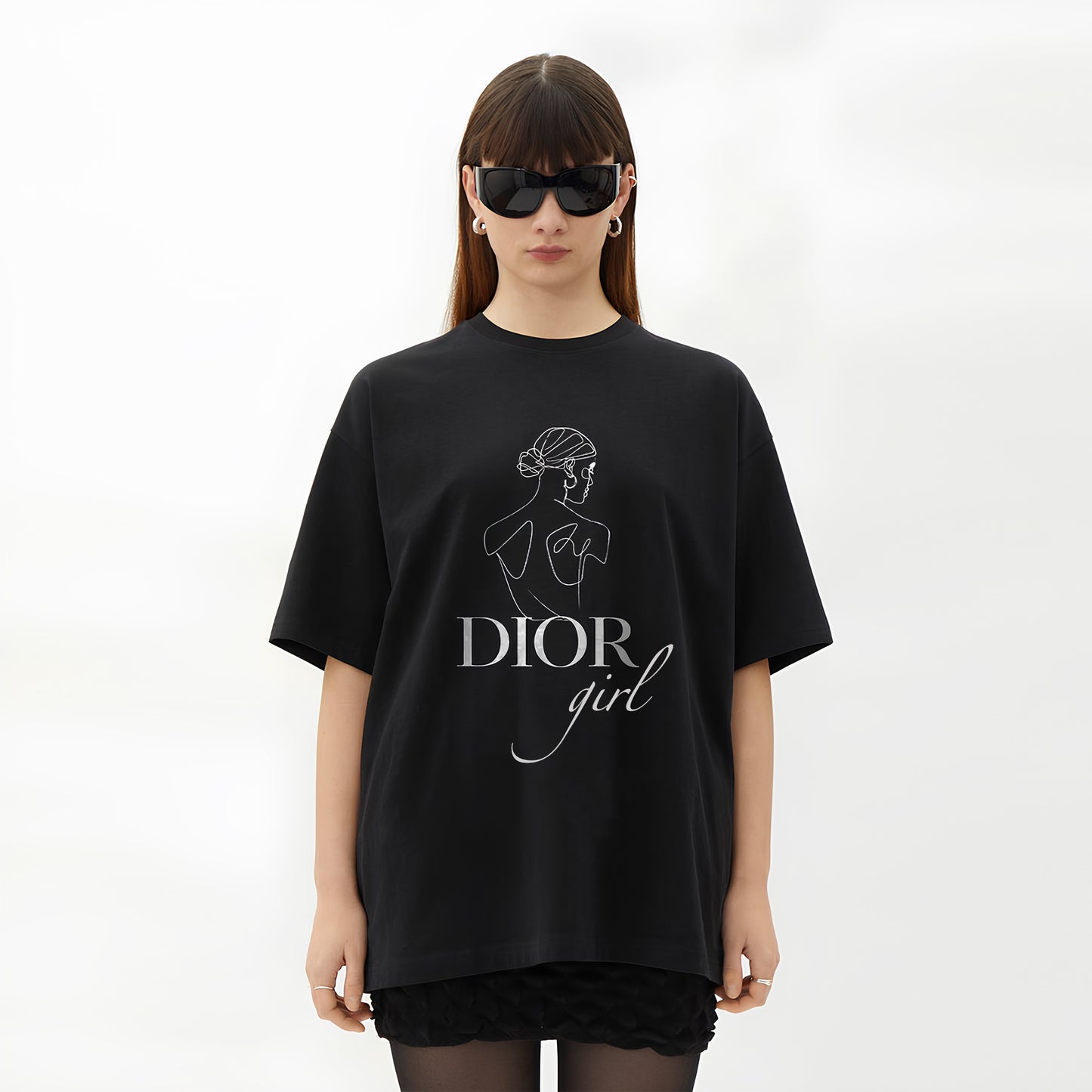 - Line Art Dior - French Terry Cotton Oversized T-Shirt