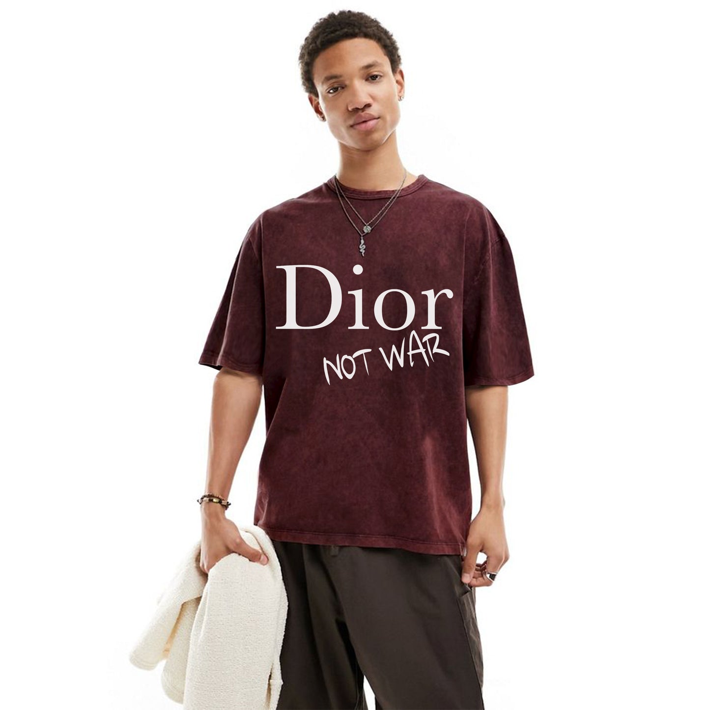 'D-OR not WAR' Acid Wash Oversized T-Shirt