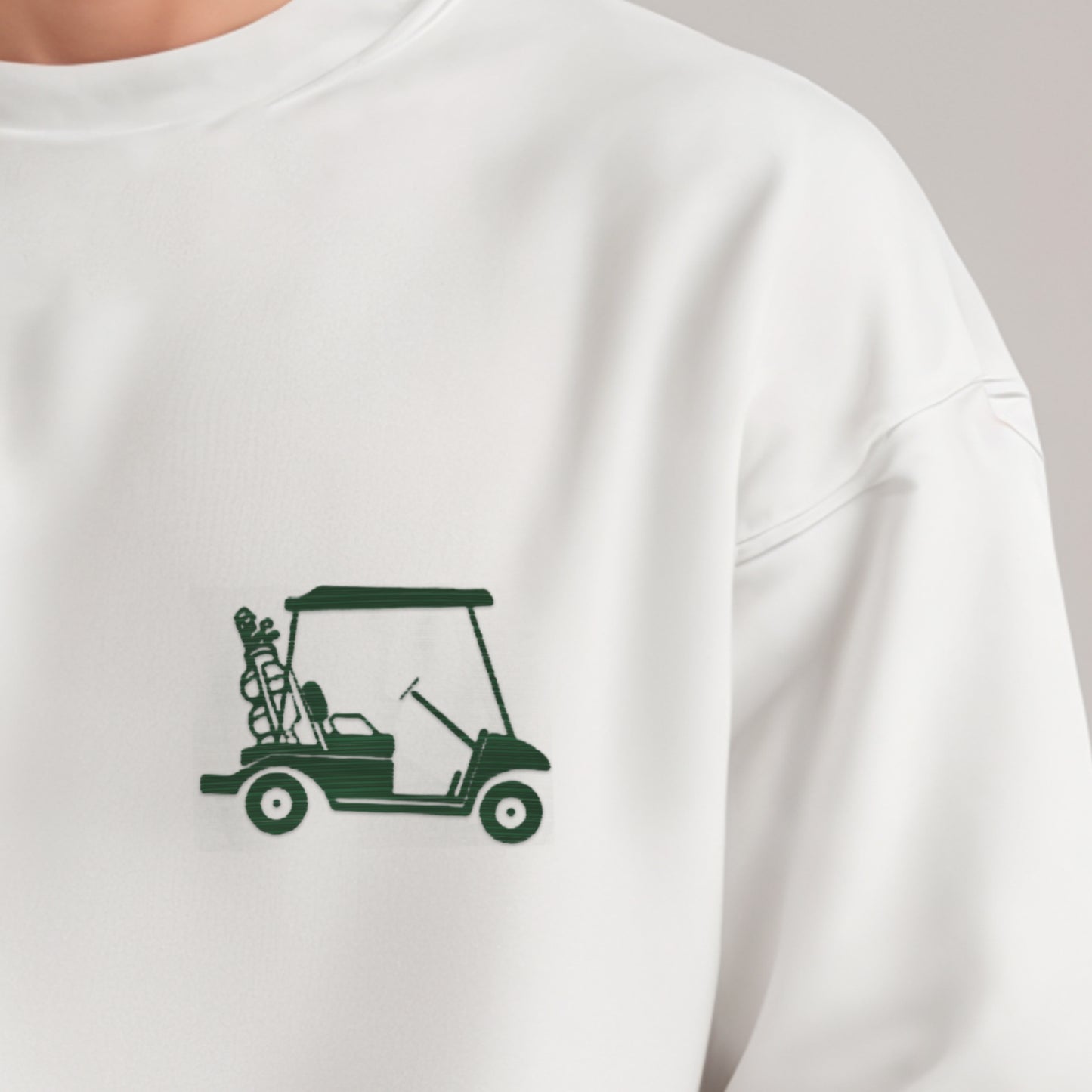 Embroidered Golf Cart pocket print Oversized Sweatshirt