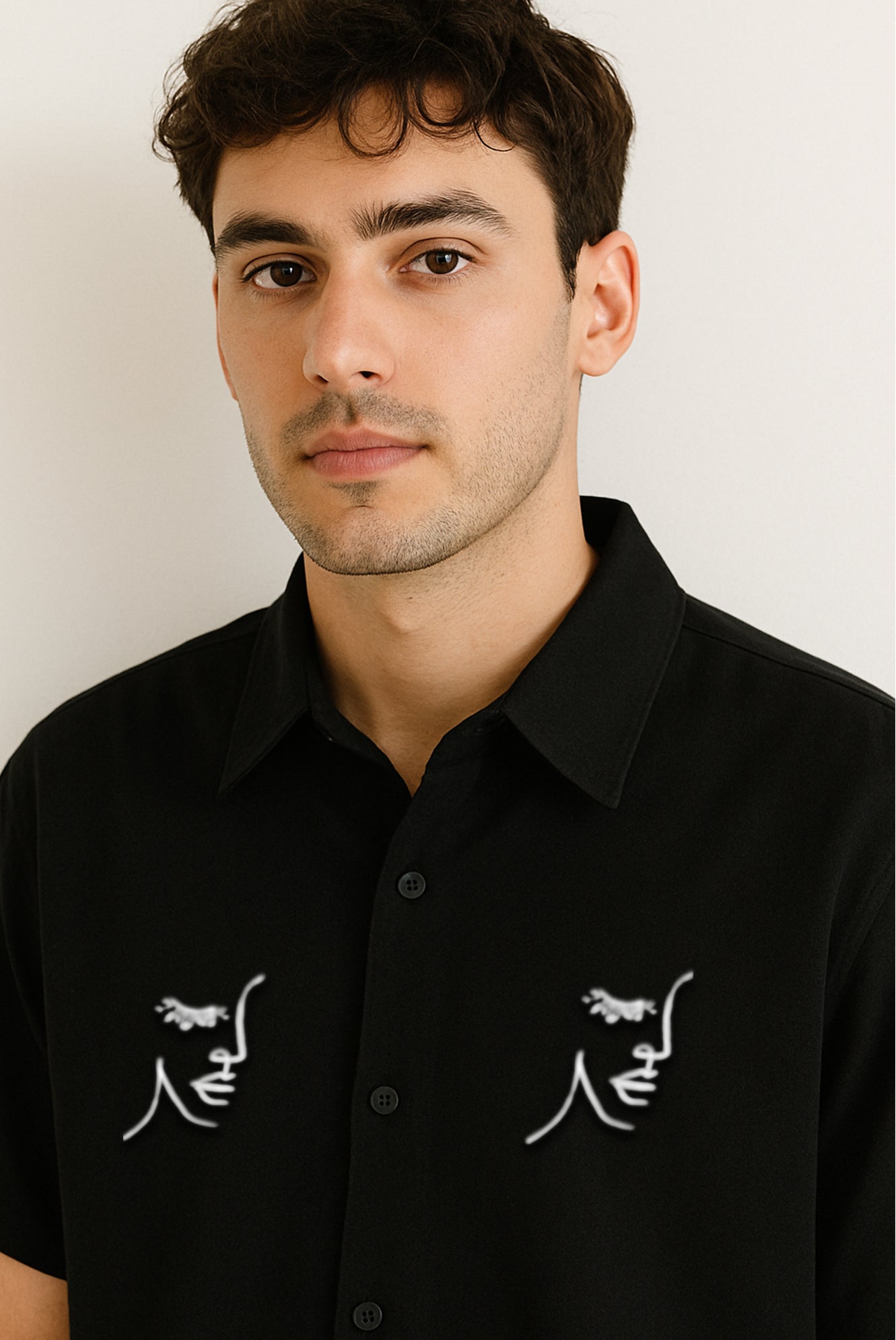 Embroidered Pocket Print Unisex Oversized Shirt