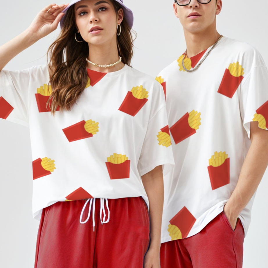 ‘Fries’ Graphic All Over Print Oversized Unisex T-Shirt