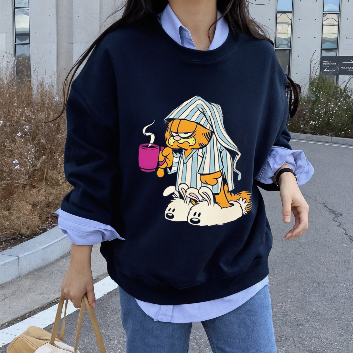 Grumpy Garfield Unisex Oversized Sweatshirt