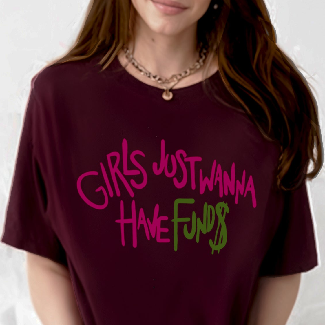 'Girls just wanna have funds' French Terry Cotton Oversized Unisex T-Shirt