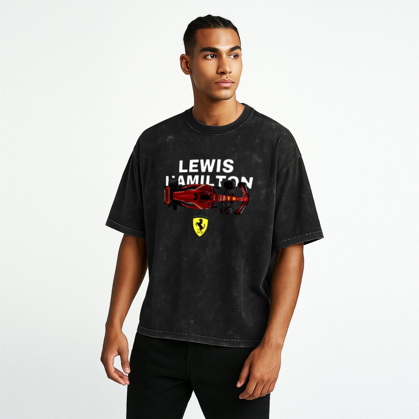 'Lewis' graphic Unisex Acid Washed Oversized Tee