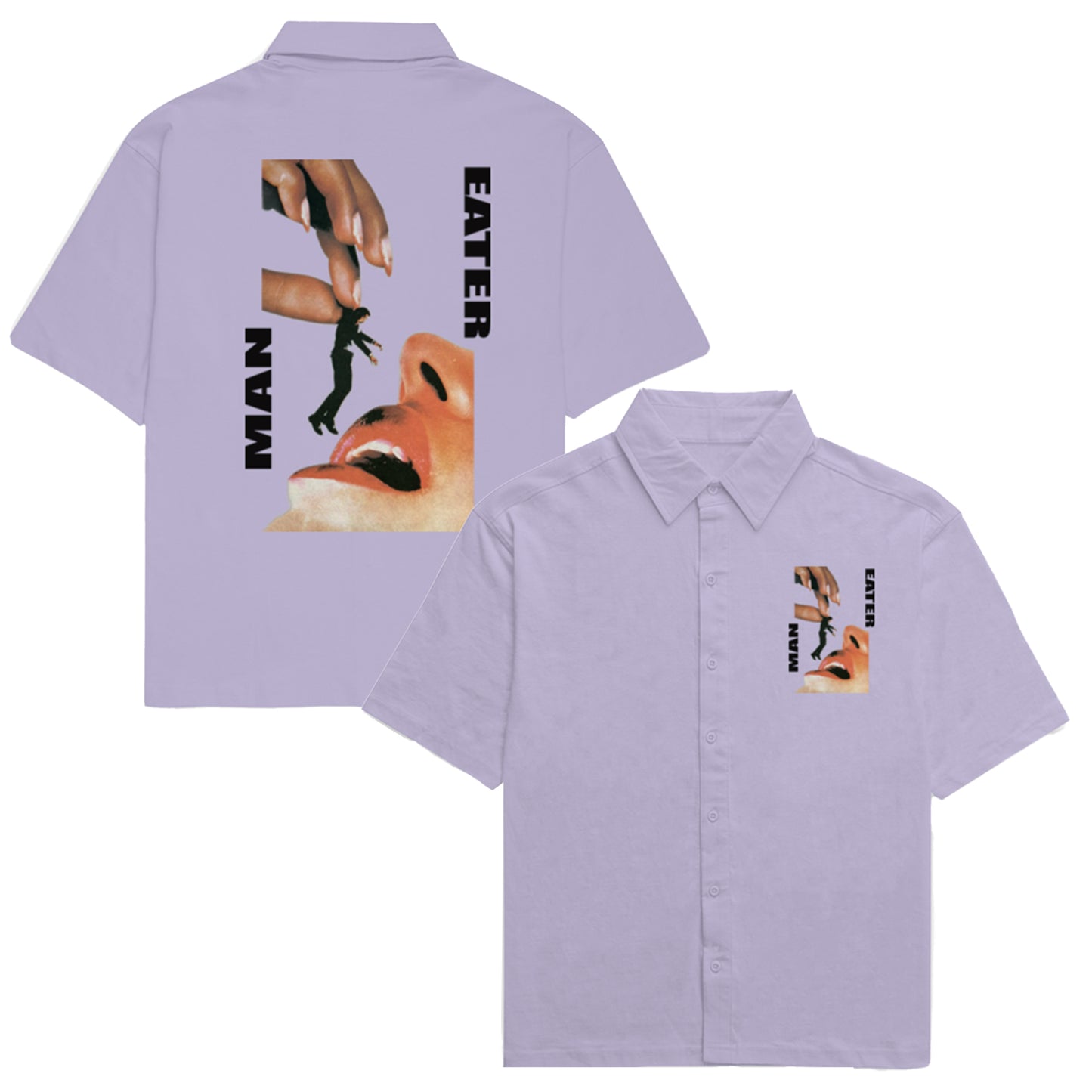 'Man Eater' graphic Oversized Unisex Bowling Shirt