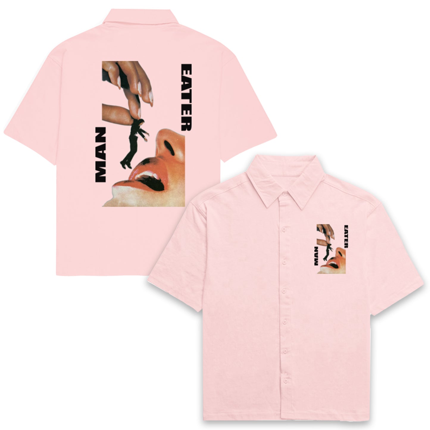 'Man Eater' graphic Oversized Unisex Bowling Shirt
