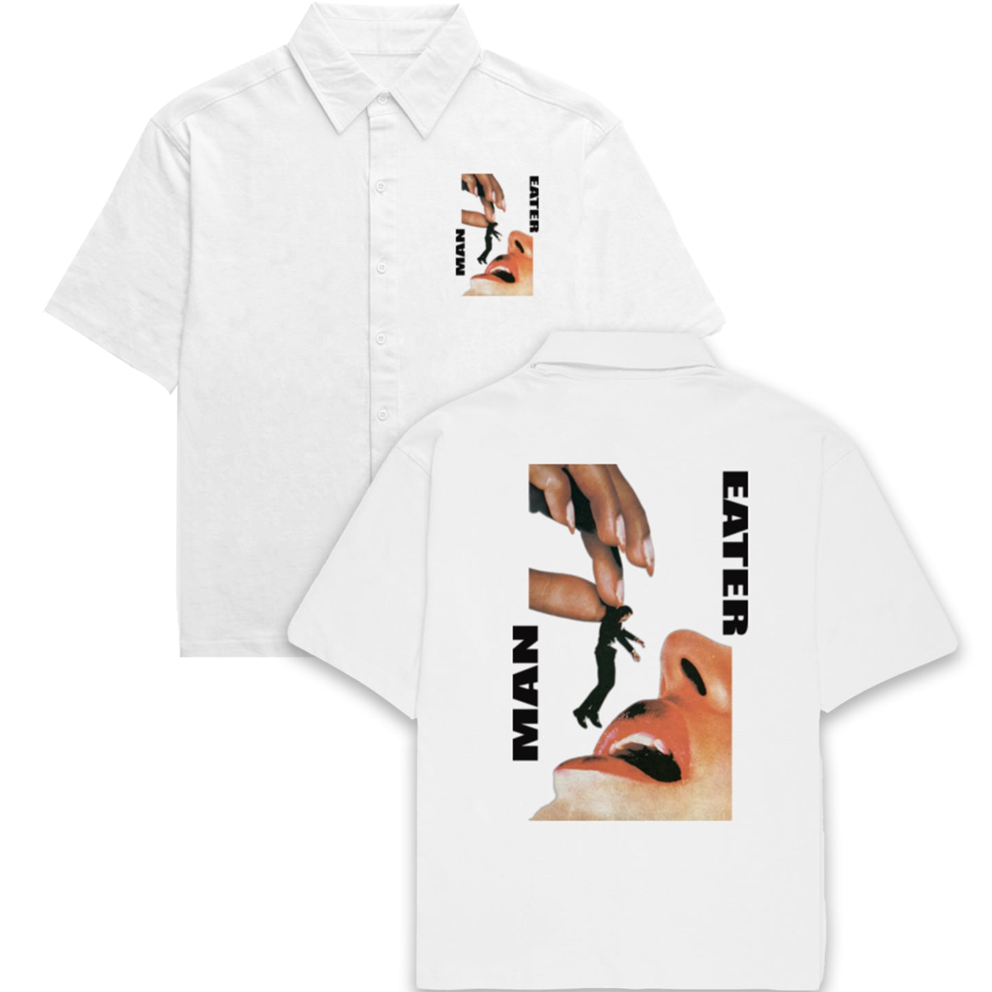 'Man Eater' graphic Oversized Unisex Bowling Shirt