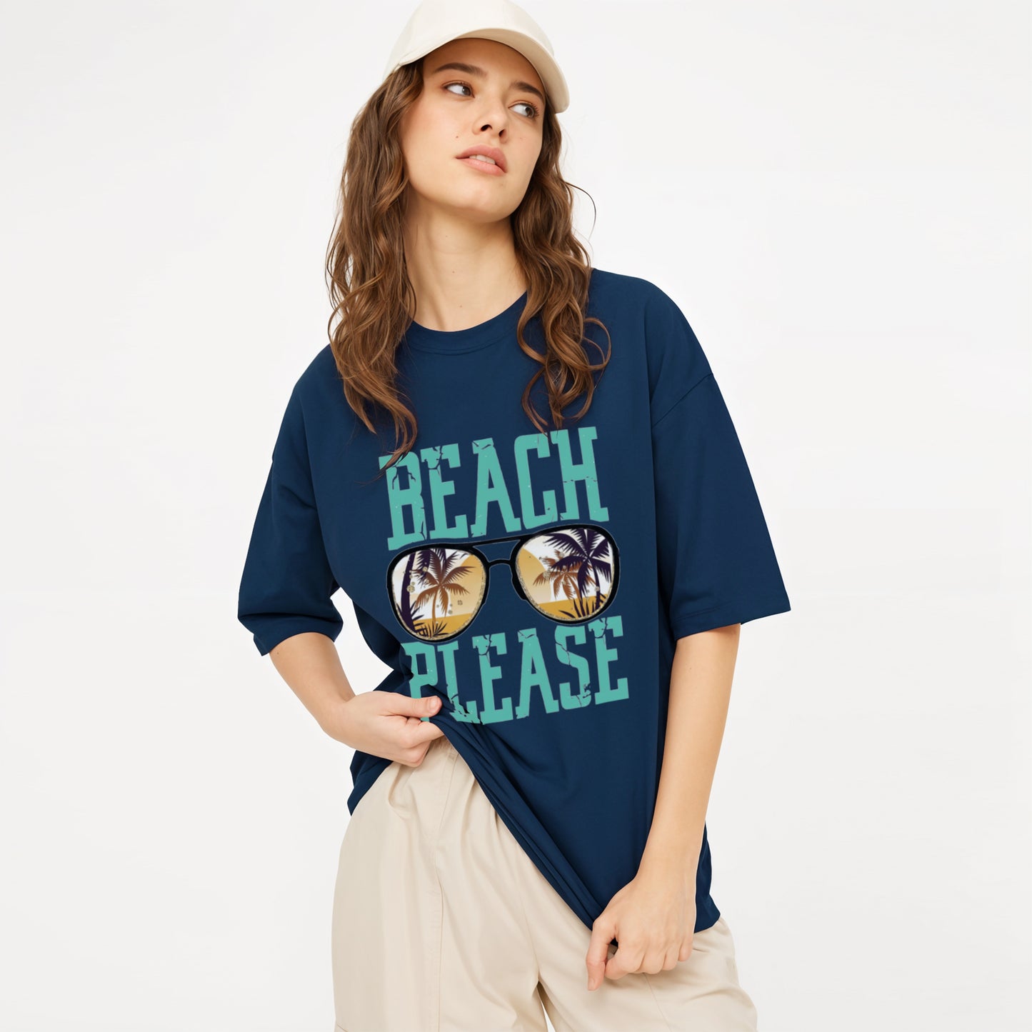 'Beach Please' graphic Oversized Unisex T-Shirt