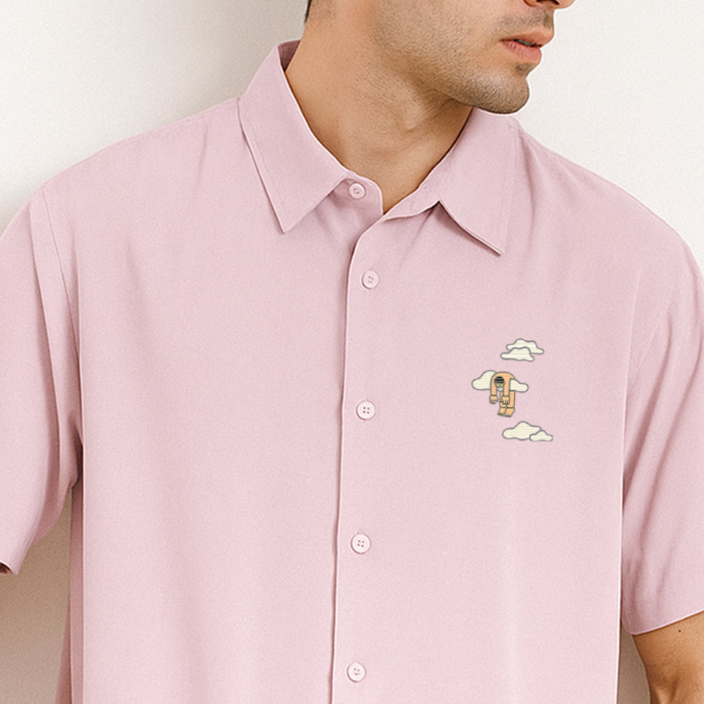 Pocket Embroidery Unisex Oversized Shirt