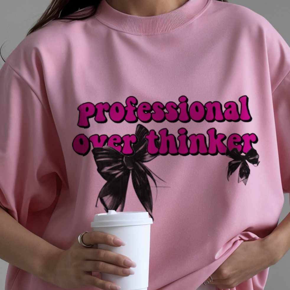 'Professional Overthinker' French Terry Cotton Oversized Unisex T-Shirt