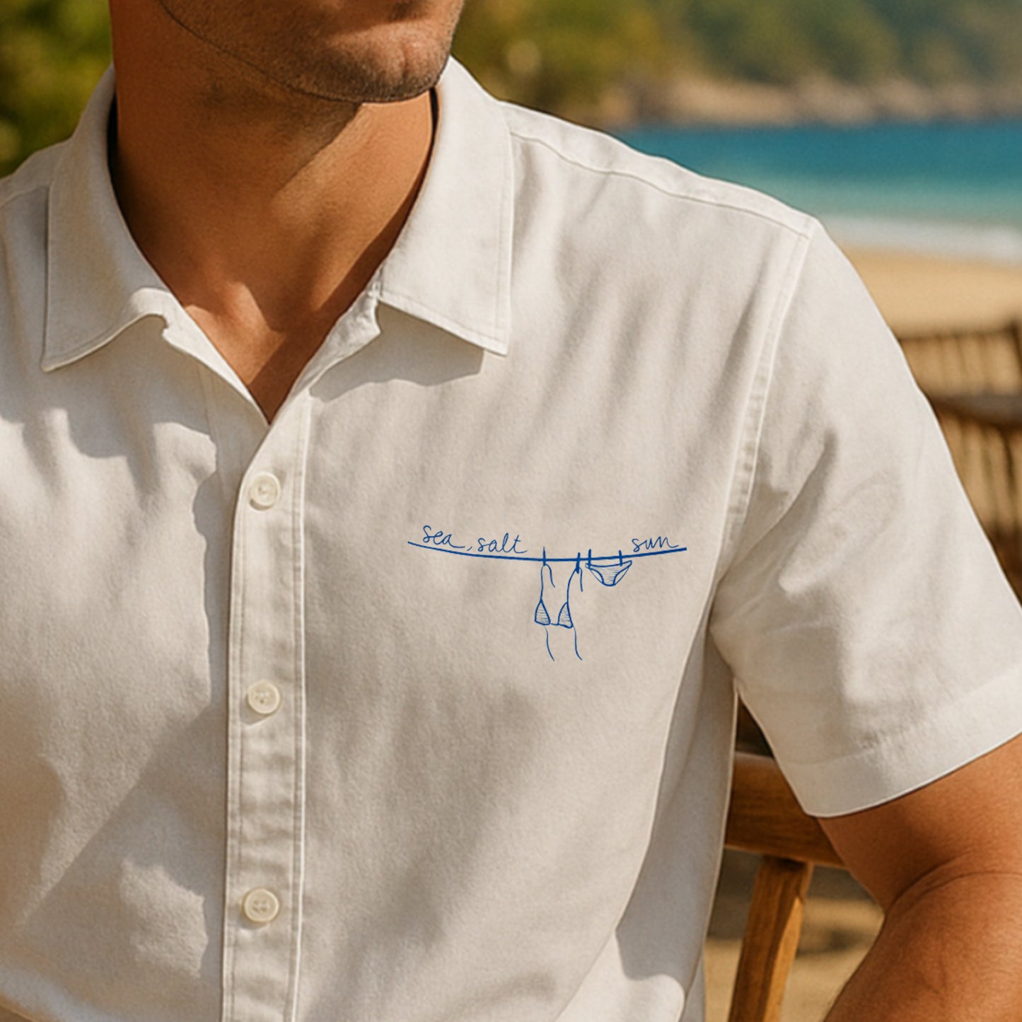 'Sea, Salt, Sun' Oversized Summer Bowling Shirt