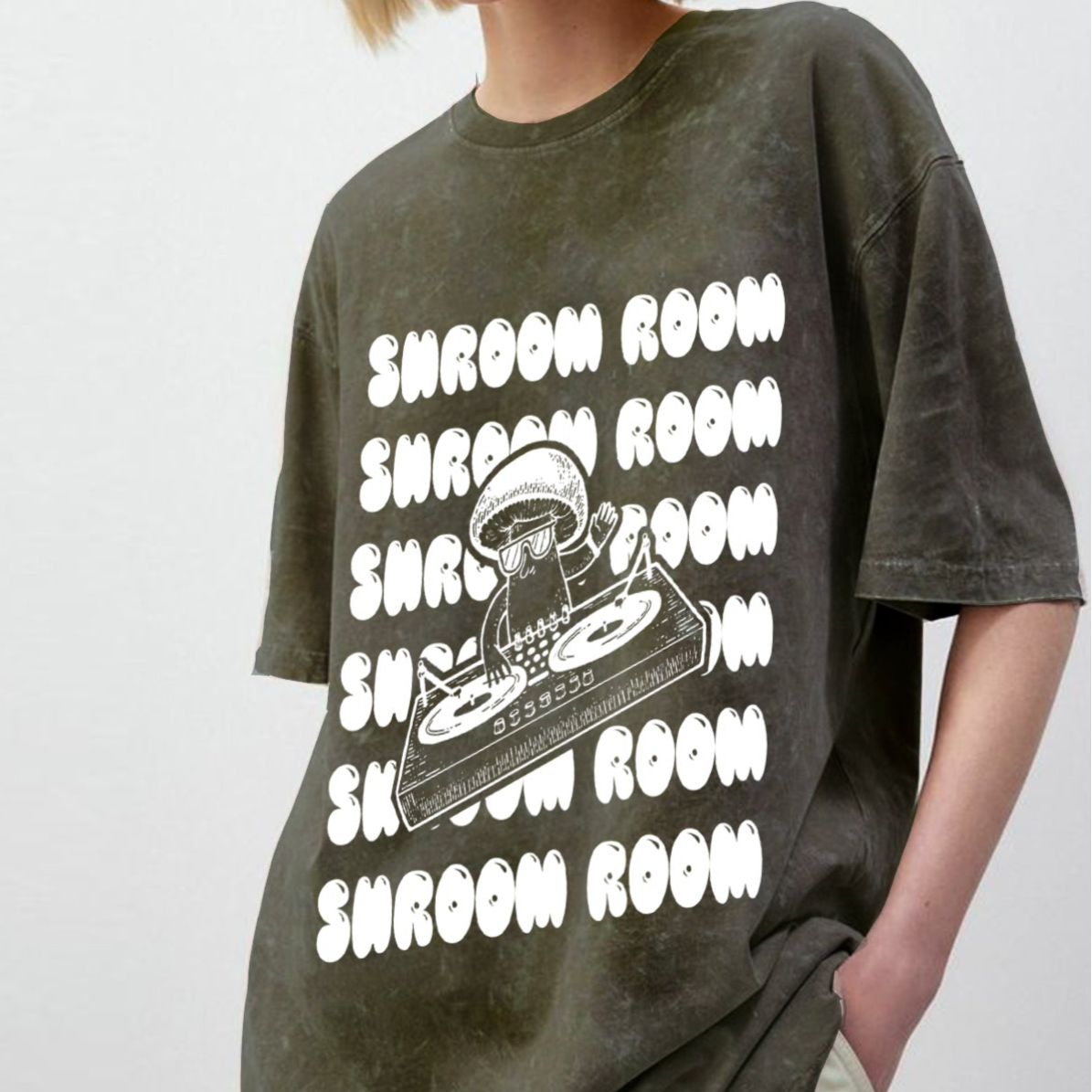 'Shroom Room' Oversized Unisex Acid Wash T-Shirt