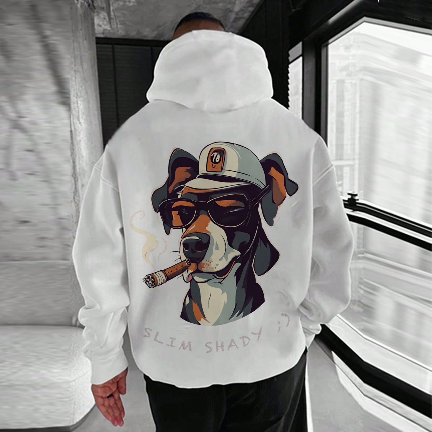 'Slim Shady' Unisex White Zipper Hoodie