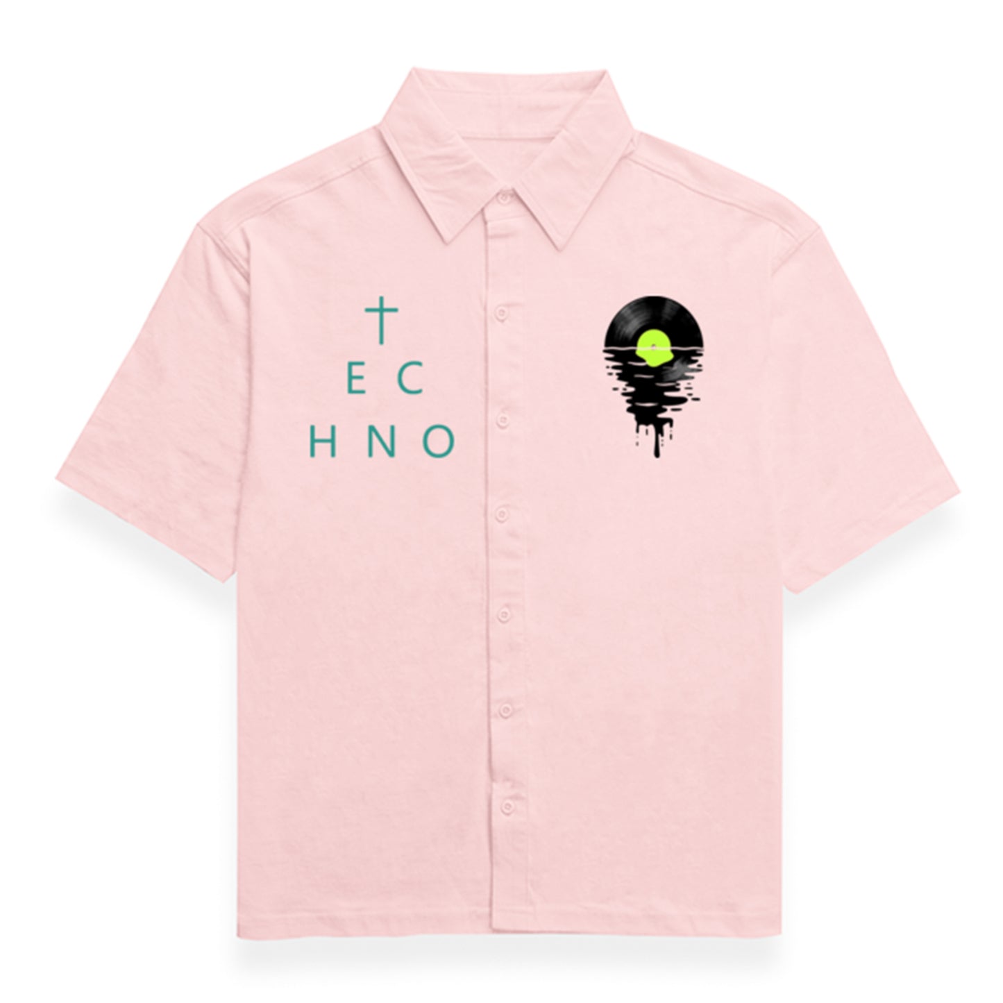 'Techno' raphic Unisex Oversized Bowling Shirt