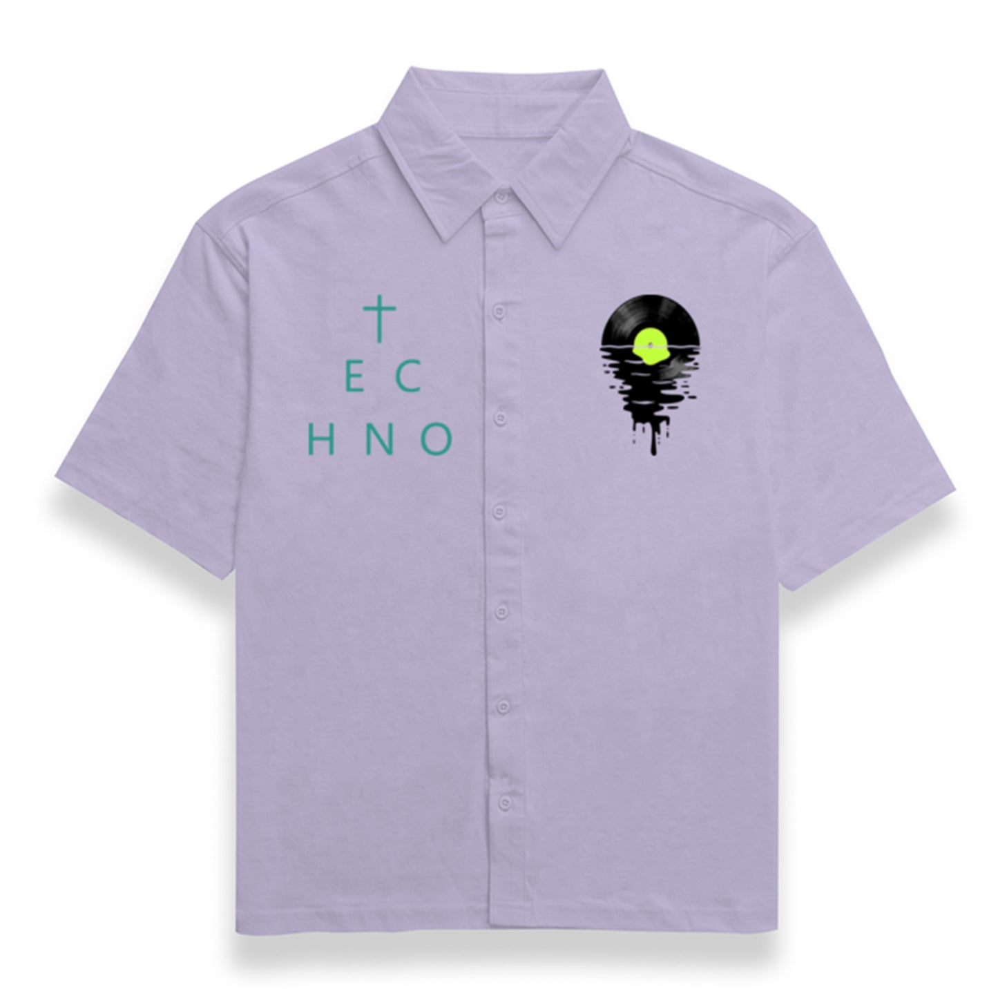 'Techno' raphic Unisex Oversized Bowling Shirt