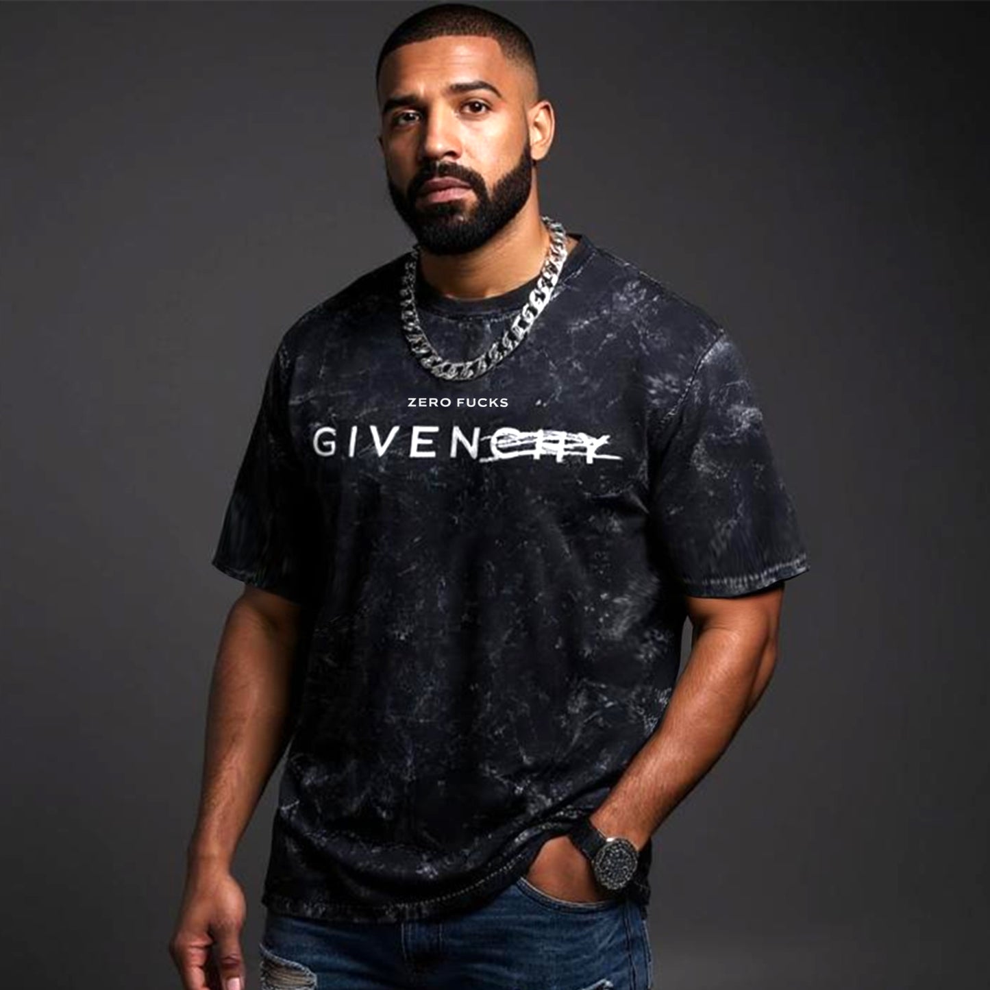 'No Fucks Given-CHY' Oversized Unisex Acid Wash T-Shirt