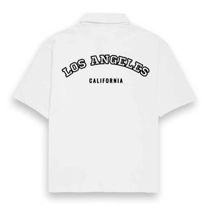 'Los Angeles' white Unisex Oversized Bowling Shirt