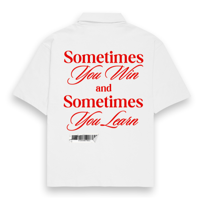 'Sometimes you win, sometimes you learn' Unisex Oversized Bowling Shirt