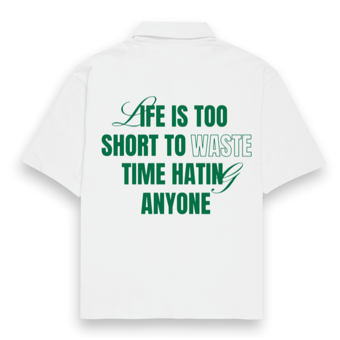 'Life is too Short' Unisex Oversized Bowling Shirt