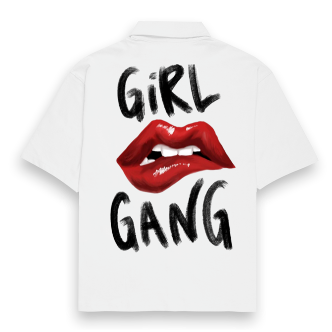 'Girl Gang' Oversized Bowling Shirt