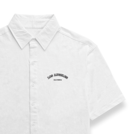 'Los Angeles' white Unisex Oversized Bowling Shirt