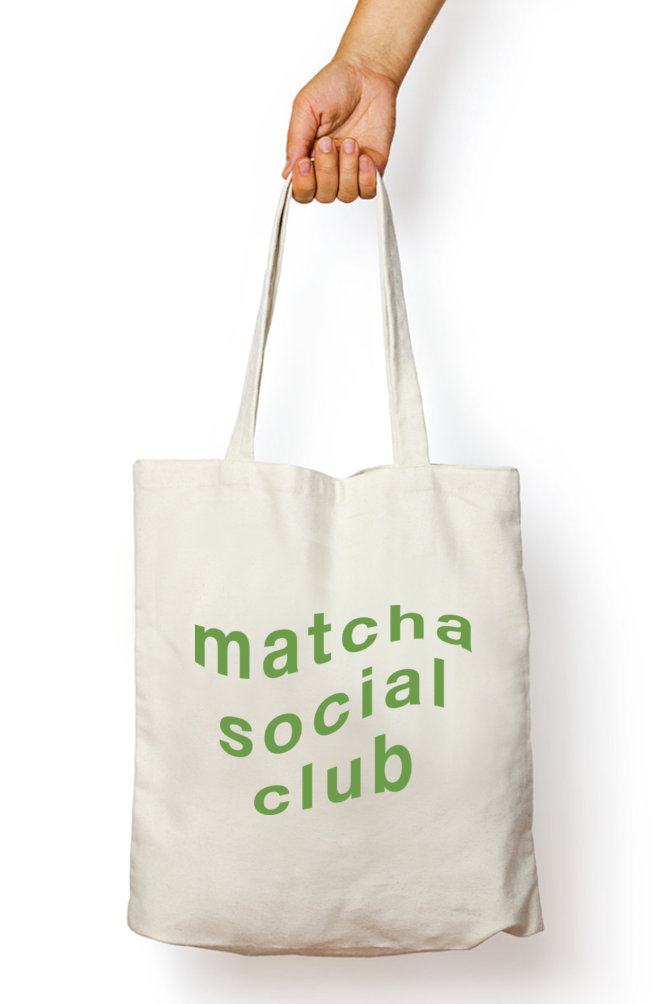 'Matcha social club' printed Tote-bag (Customisation Available)