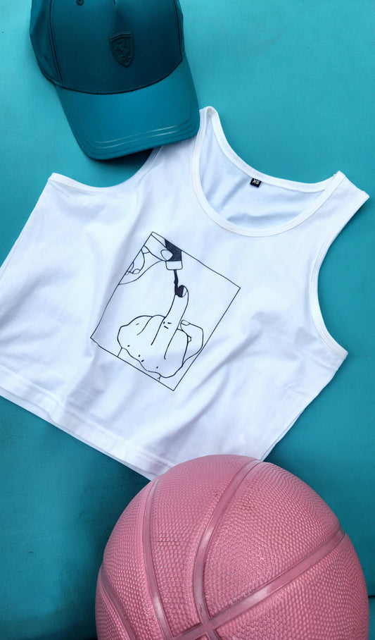 Outline doodle print Crop Tank Top